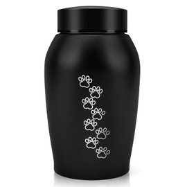 Lyvrooz Large Pet Urn, Pet Cremation Urns, Metal Paw Print Urn for Pets, Cat Cremation Urn Black Memorials Pet Urns for Large Dogs and Cats Ashes Holder Remembrance Gift, Stainless Steel