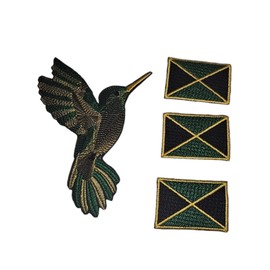 Jamaican Hummingbird And 3 Flags  Embroidered Patches Sew On & Iron On available