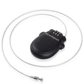 Newdeport Snowboard Cable Lock: 29.5 Inch Retractable Steel Cable - Bike, Helmet, Luggage, Stroller, Travel & Mini Ski Lock - Black