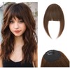 S-noilite Clip in Bangs - Real Human Hair French Bangs Hair Clip on Curved Bangs Fringe with Temples Hairpieces for Women 14g (#4 Medium Brown)