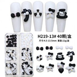 [Overseas] Kitty Nail Parts Character Kt Cat Nail Accessory Cute White Katie Cat Star Ribbon Nail H219-1 3 6 blocks 40 cases 4ea