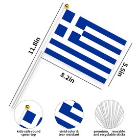 Pack of 50 Greek Hand-Held Flags 21 x 14 cm Banner Hand Waving Flag Greek Flag with 30 cm Plastic Flagpole Holiday Parade Decoration
