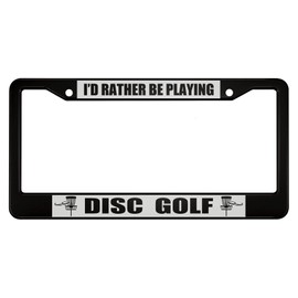 oFloral I'd Rather Be Playing Disc Golf Aluminum Alloy License Plate Frame Black Line Frisbee Golf Applicable to US Standard Metal Car Tag Frame Front License Plate Holder for Women Men(1 Pack)