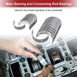 X AUTOHAUX Main Bearing and Connecting Rod Bearing Kit No.210202E100/230602E100 for Hyundai Tucson 2014-2019 Engine Crankshaft Rod Bearing Metal Silver Tone 18Pcs