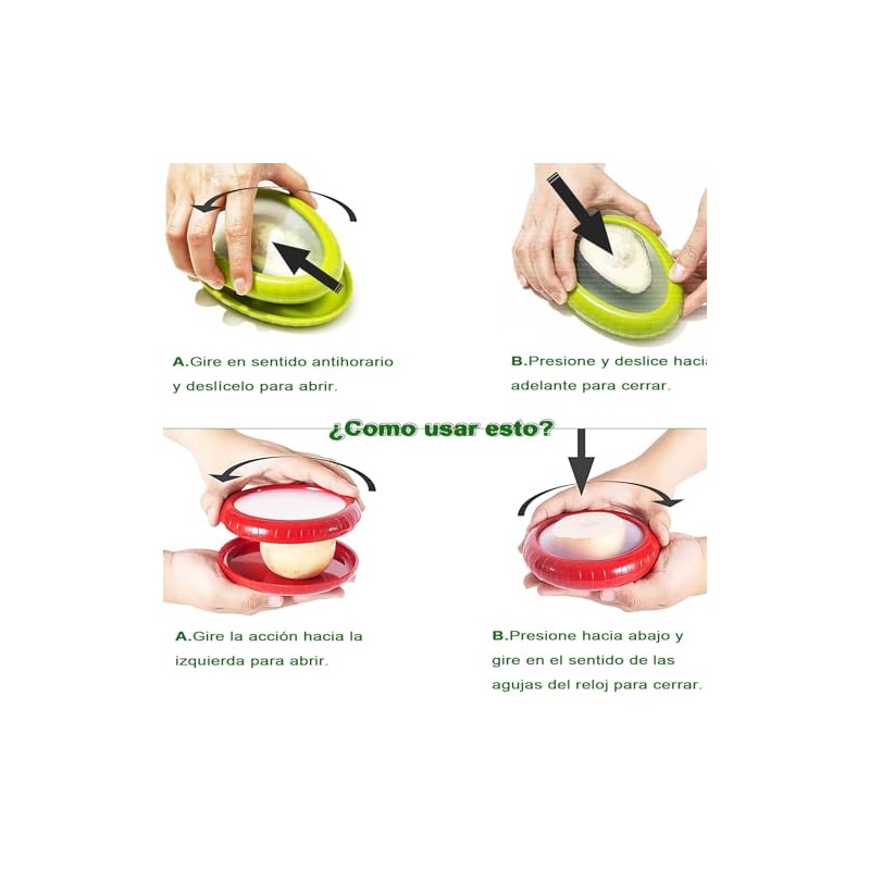 Juego de 4 Recipientes de Silicona para Almacenamiento de Aguacate