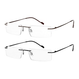 Reading Glasses 2 Pair Rimless Ultra Lightweight Readers for Men and Women