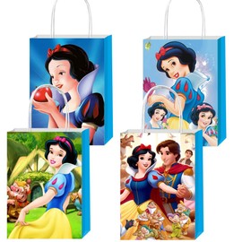 CICICO 12pcs White of Snow Gift Bags Goodie Bags with Handles for Kids Birthday Party Decorations Supplies