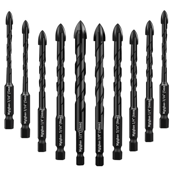 Mgtgbao Concrete Drill Bit Set, 10pcs Masonry Drill Bits Set
