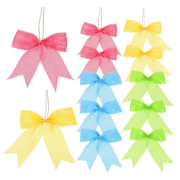 PATIKIL 4 Inch Mini Burlap Bows for Crafts, 12 Pcs
