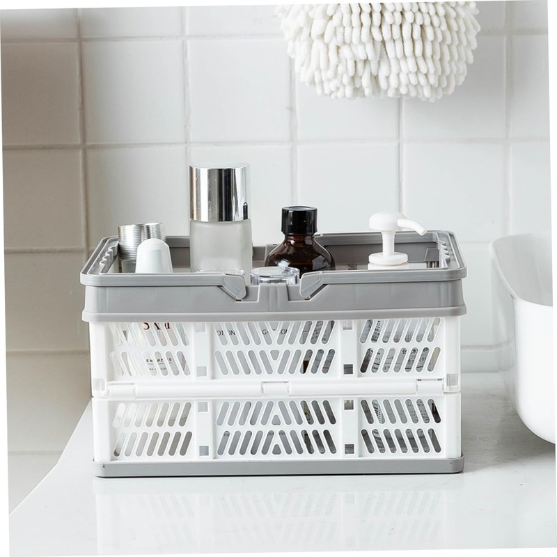 FUNOMOCYA Folding Basket Handle Portable Storage Containers Plastic Storage Basket