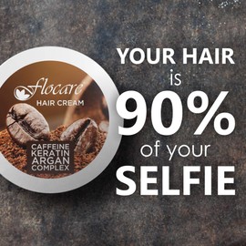 Flocare Keratin Coffee Hair Cream enriched with Coconut Oil, Argan Oil, Almond Oil, Vitamin E & B5 for Strong & Nourished Hair. 200 gm
