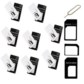 8 pieces SIM card adapter kit, 4-in-1 standard SIM converter tool set with steel compartment ejection pin, for most mobile phones and laptops