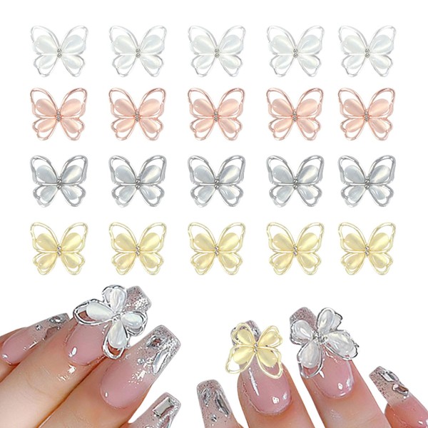20pcs Butterfly Nail Parts 3D 3D Butterfly Nail Stone Clear Cat Eye Nail Art Deco Parts Butterfly Jewelry Parts Handmade
