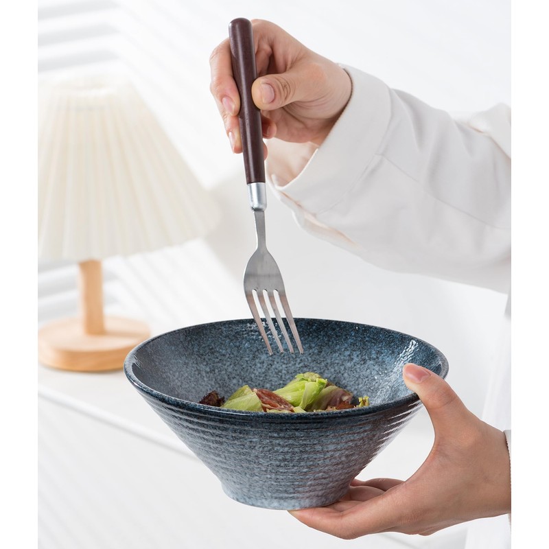Jusalpha Ceramic Ramen Bowl Set, 7 Inch Asian Noodle Soup