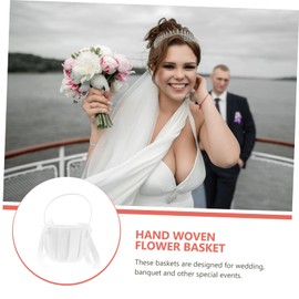 STOBAZA Satin Flower Girl Basket for Wedding Decor Bowknot Embellished Perfect for Bachelorette Party