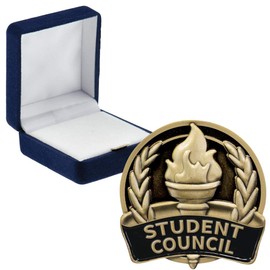 Crown Awards Scholastic Student Council Pins, Scholastic Student Council Pin with Blue Velvet Presentation Case, 30 Pack, Prime
