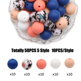 David accessories Silicone Beads 15mm Silicone Beads Bulk Round Silicone Beads for Keychain Pens Lanyards Bracelet Necklace Jewelry Making DIY Craft 50Pcs (A)