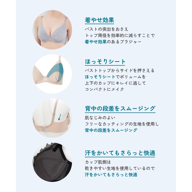 Unnanakool JB4103 Women's Bra, Volume Reducing, Compact, Fits Up To