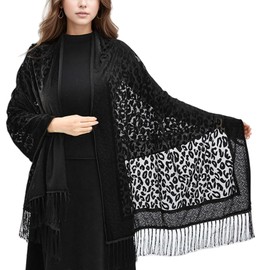ECOMBOS Leopard Print Scarf for Women – Lightweight Soft Shawl with Tassels, Fashionable Streetwear Wrap, Elegant Scarves for All Seasons