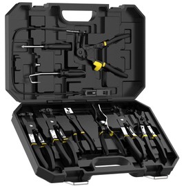 Renekton Hose Clamp Pliers Set, Flexible Wire Long Reach Clic R Type Swivel Jaw and Flat Band Pliers for Fuel Oil and Water Work, Automotive Repair Tools Kit, 9 Pieces