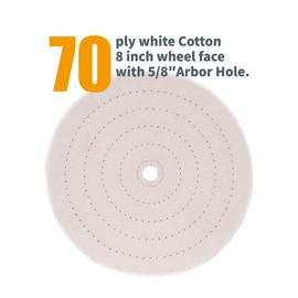 POWERTEC Bench Buffer Buffing Machine 8" Slow Speed Bench Grinder, Jewelry Buffer Polisher Machine, Includes 4PCs 80Ply Buffing Wheels | Long Shaft Benchtop Buffers Polishing Silver, Jewelry - BF800C