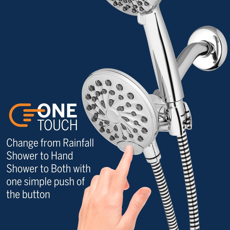 Waterpik One-Touch Dual 2-in-1 Shower System With Rain Shower Head