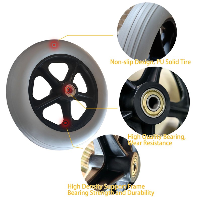 2 PCS 8 x 1.5 Inch Solid Replacement Wheels for