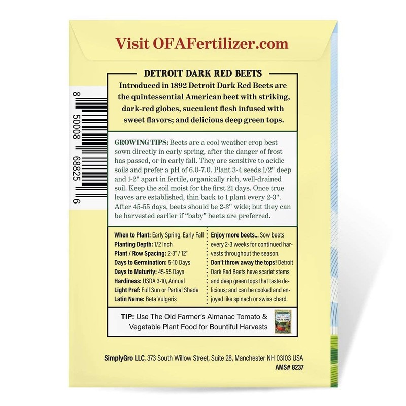 The Old Farmer's Almanac Heirloom Beet Seeds (Detroit Dark Red)