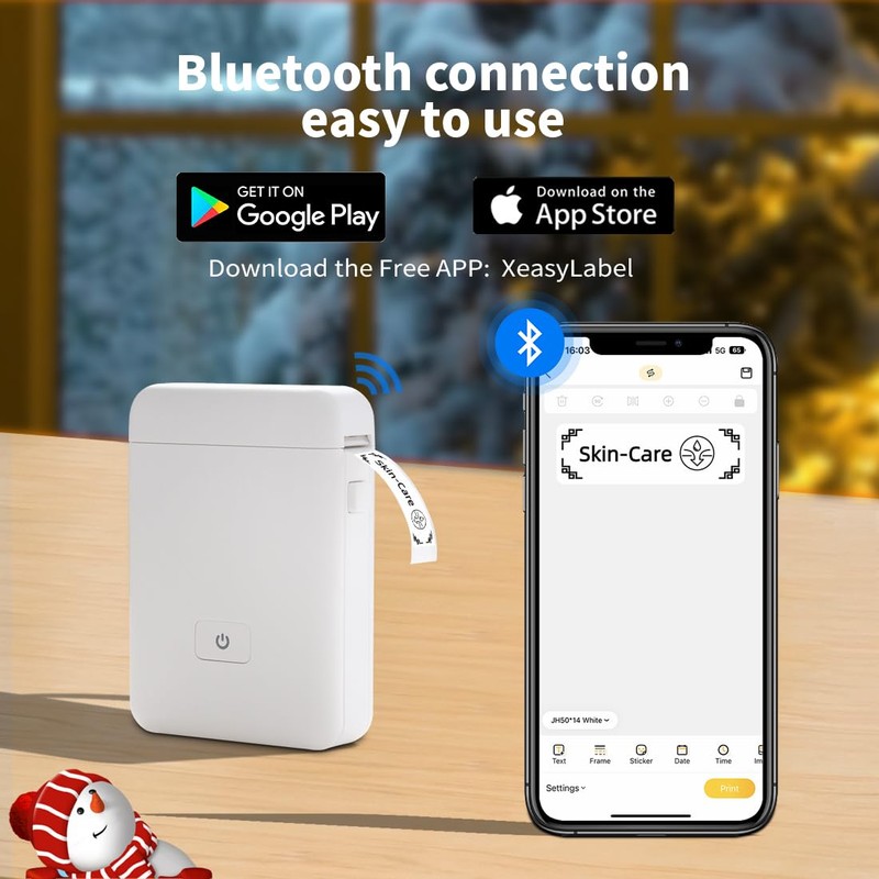 vretti Label Maker Machine with Tape, HP2 Portable Bluetooth Label