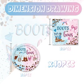 40pcs Gender Reveal Decorations Boots or Bows Gender Reveal Decorations Pink Blue Boots or Bows Plates and Napkins for Baby Shower Gender Reveal Party Favors Supplies,Suitable for 20 Guests