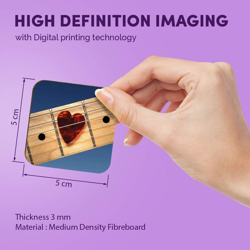 1 x Square MDF Fridge Magnet - Guitar Heart Shaped