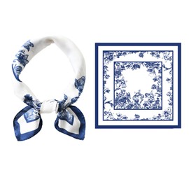 [KQHOMEI] Scarf Summer Women's Scarf, Silk, 27.6 x 27.6 inches (70 x 70 cm), Summer Scarf Length Square Bag Decoration, Hair Decoration, Commuting to Work Office Uniform Scarf, A18