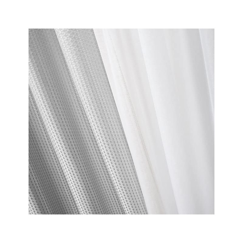 SunClipse 4 Piece Silver Open Stitch and Solid Window Curtain