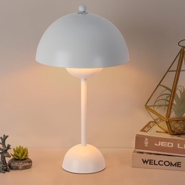 COSYLUX Modern Small Table Lamp for Bedroom, Cute Dome Shade Reflecting Light Reading Lamp for Living Room, Kid's Room, Study, Office, Beside Bedside Nightstand Desk Lamp(White)