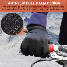 MOKANI Winter Thermal Gloves, Touch Screen Non-slip Cycling Gloves Windproof Splash-proof Running Gloves with Warm Fleece Lining for Men Women Driving Climbing Hiking (S/M/L/XL)