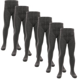 A2Z 4 Kids Cotton Rich 6 Pack Uniform School Tights Comfortable Schoolwear - UF Tights Grey 6 Pack 3-4