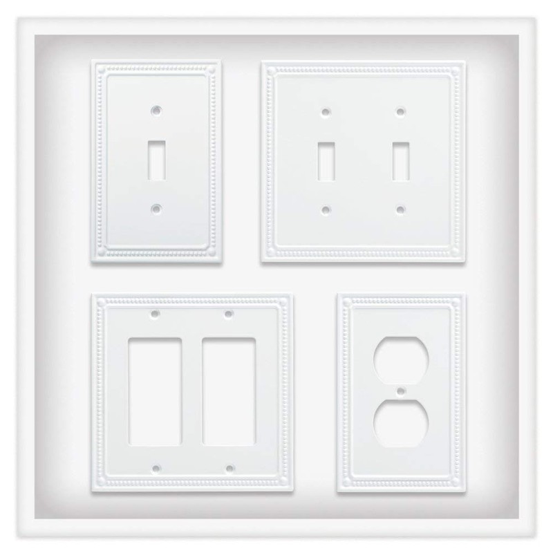 Franklin Brass W35060-PW-C Classic Beaded Single Decorator Wall Plates, White