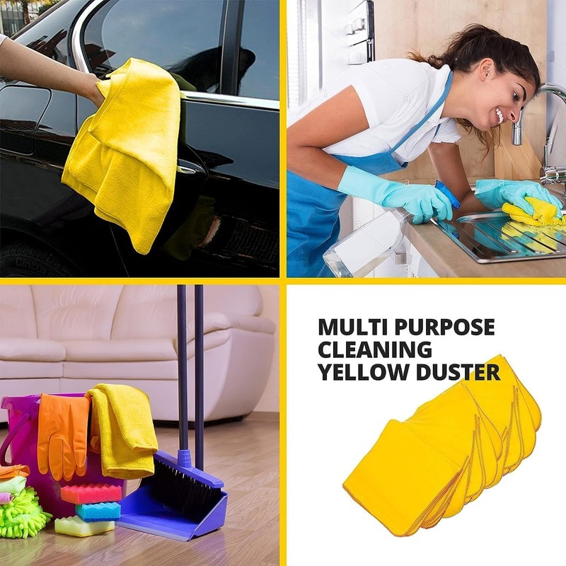 HOUSEGADS Jumbo Yellow Duster 100% Cotton Cleaning Cloth Premium Quality