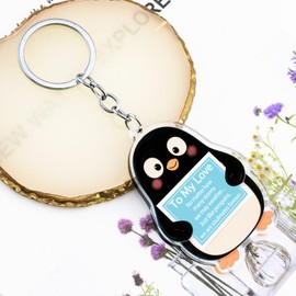 OEHEDOU Gifts For Him Her Boyfriend Girlfriend Romantic Gifts For Men Women Anniversary I Love You Gift For Him Her Penguin Acrylic Keychain Romantic Birthday Gift For Men Women Husband Wife