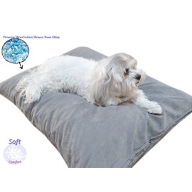 ehomegoods Durable Comfort Micro-Cushion Memory Foam Pet Dog Pillow Bed with Waterproof Liner + External Cover for S,M,L Dogs- Complete Set (Gray Microsuede, 36''x29'')