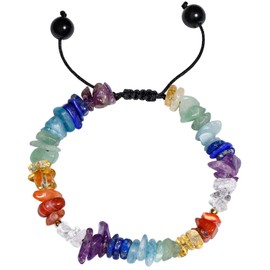 Jewboo 7 Chakra Stone Bracelet for Women Chip Tumbled Real Reiki Crystals and Gemstones Anti Anxiety Relax Meditation Yoga Balance Spiritual Bracelets