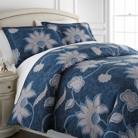 Southshore Fine Living, Inc. Oversized Floral Duvet Cover Twin/Twin XL, Premium Duvet Comforter Cover with Zipper Closure - Duvet Set Includes 1 Duvet Cover, 1 Sham, Twin/Twin XL, Blue
