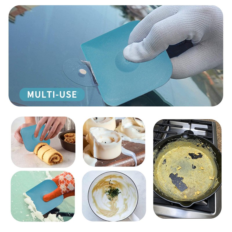 Pack of 5 Blue Pan Scrapers, Anti-Scratch Nylon Scraper for