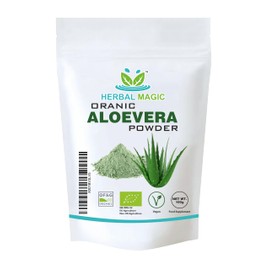 Herbal Magic's Organic Aloe Vera Powder Natural Face Hair Mask, Sparkle your smoothies, shakes, baking Premium Quality -100gm (Pack of 1)