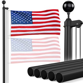 Flag Pole for Outside In Ground, 25FT Sectional Flag Pole Kit, Extra Thick 14 Gauge Heavy Duty Aluminum Flagpole, Outdoor Flag Poles with 3x5 American Flag for Yard, Residential or Commercial