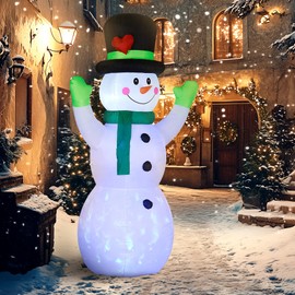 Outsunny 10FT Christmas Inflatables Cheerful Snowman in Black Hat, Green Scarf and Gloves, Blow-Up Outdoor Christmas Decorations with LED Yard Display for Lawn Garden Party