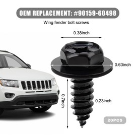 NYTKL 20PCS Fender Liner Screw Bolt, Bumper Cover Splash Shield Mud Guard Screws Replace #90159-60498, Auto Front Fender Liner Bolts for Camry Prius Tacoma Tundra Highlander ES GS