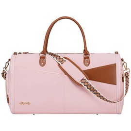 Convertible Garment Duffle Bag for Travel, Carry On Garment Bag for Women, 2 in 1 Travel Garment Bag with Shoe Compartment, Foldable Suit Travel Bag for Hanging Clothes, Pink