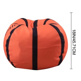 18 Inch Storage Bean Bag,Toy Storage Organizer and Bean Bag Chair with Zipper for Kids Plush Toys Game Play (Basketball)