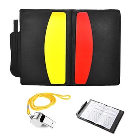 XUZOPIM Football Sports Referee Card Referee Card Set with Whistle with Pcv Red Card Yellow Card Scorebooks Pen Accessories and Bag Perfect for Football Game School Sports